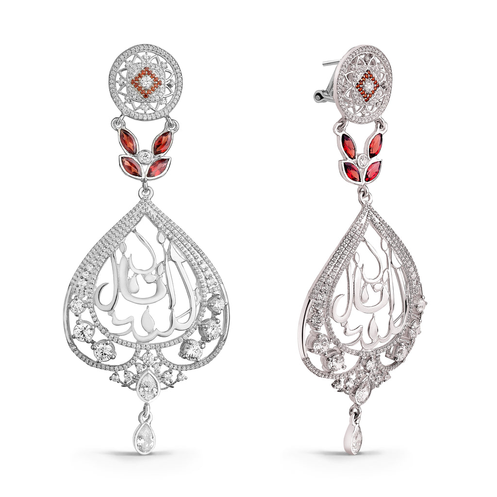 Surūr The Pleasure | Sterling Silver Garnet Luxury Earrings