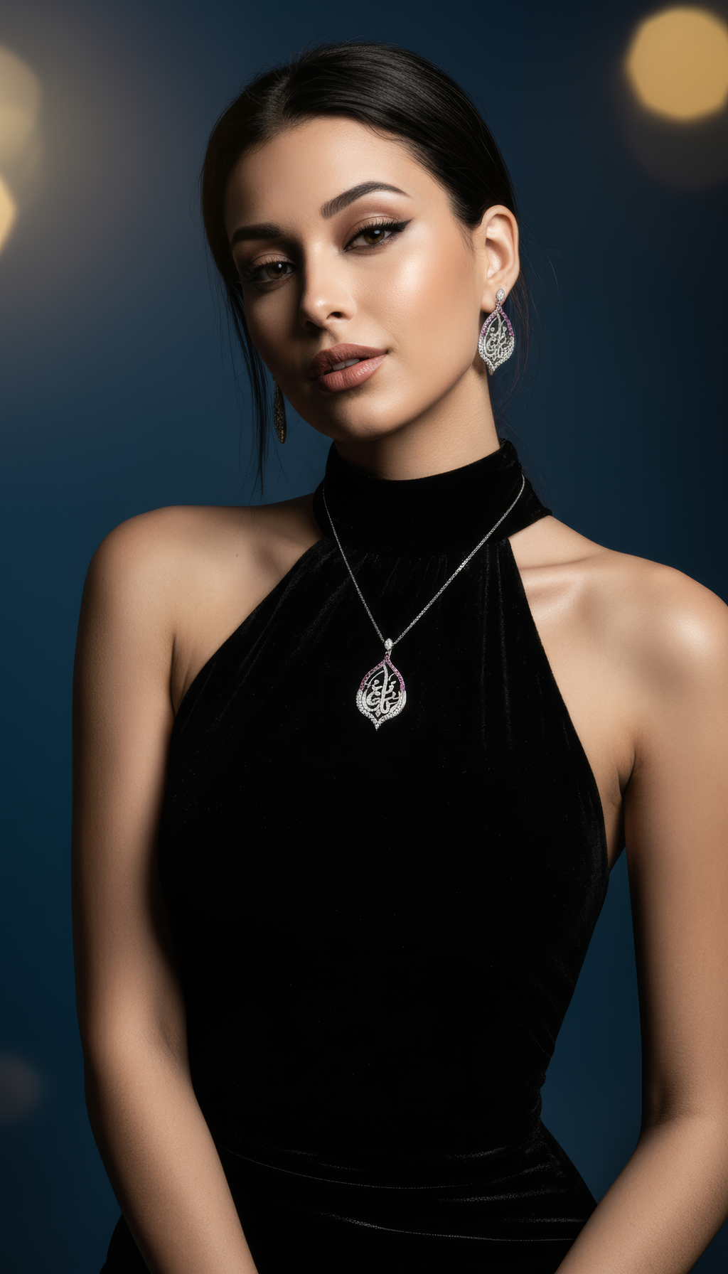 Sakina Earrings & Pendant – Sterling Silver & Rubies