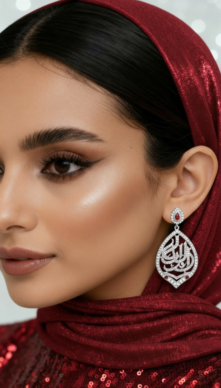 Dikra Souvenir | Sterling Silver Garnet Luxury Women Earrings